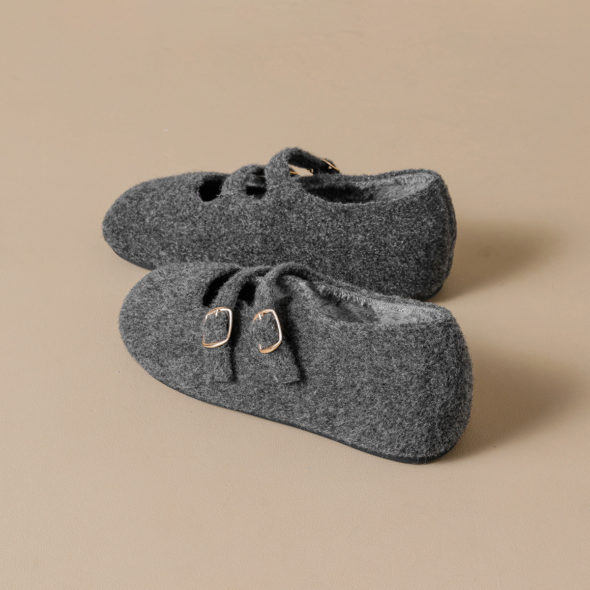 JHC-YW3855 | Wool Felt & Suede Winter Shearling Fur-Lined - Fujian Jinhongchang Sports Goods Co., Ltd.