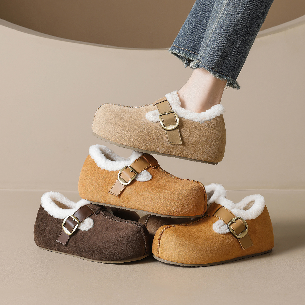 JHC-YW40 | Suede & Cork Winter Shearling Fur-Lined - Fujian Jinhongchang Sports Goods Co., Ltd.