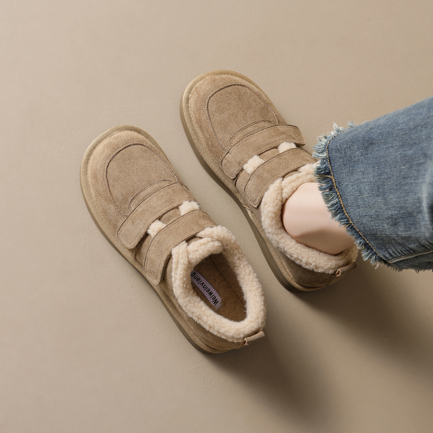 JHC-YW43 | Suede & Cork Winter Shearling Fur-Lined Chunky - Fujian Jinhongchang Sports Goods Co., Ltd.