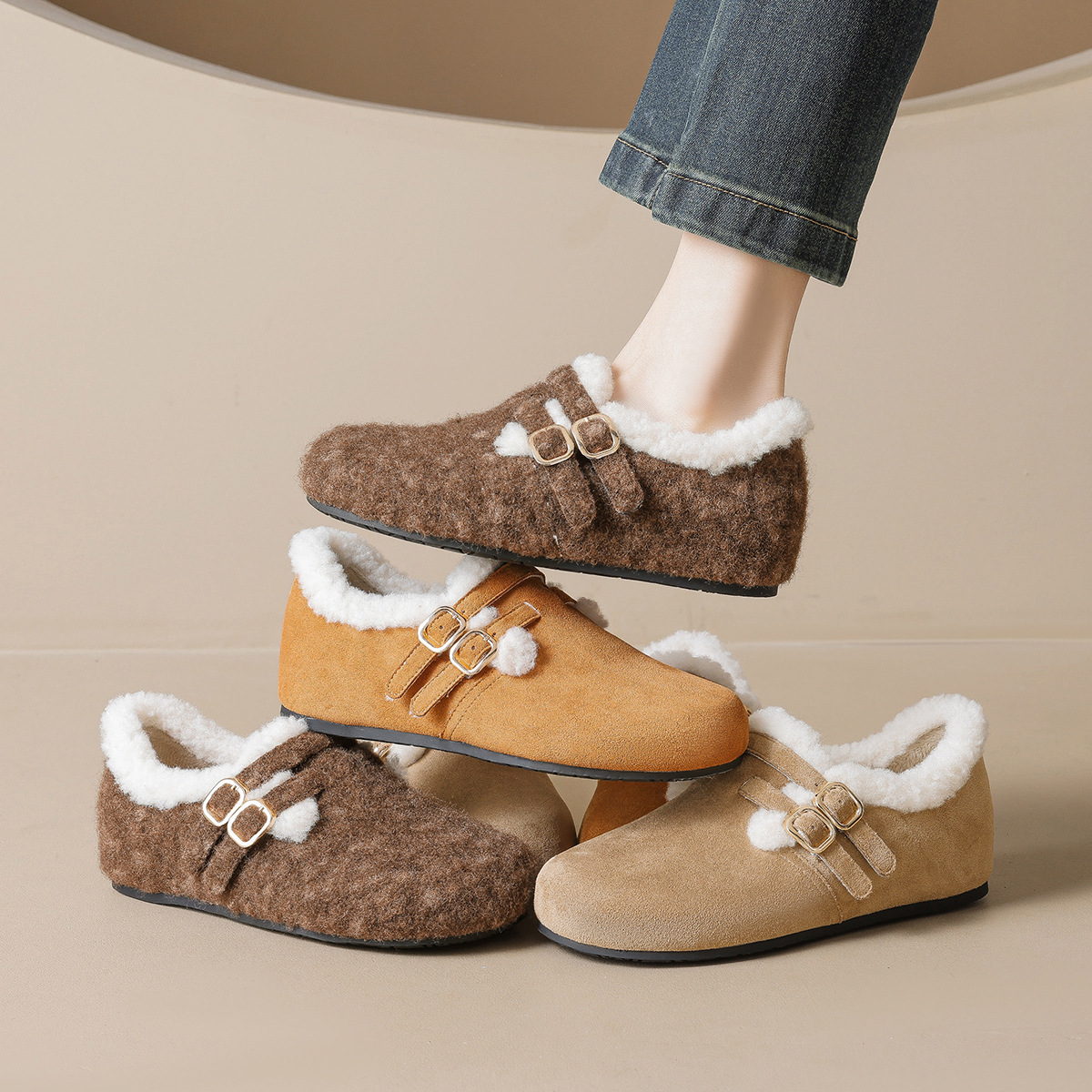 JHC-YW2852 | Suede & Cork Winter Shearling Fur-Lined - Fujian Jinhongchang Sports Goods Co., Ltd.