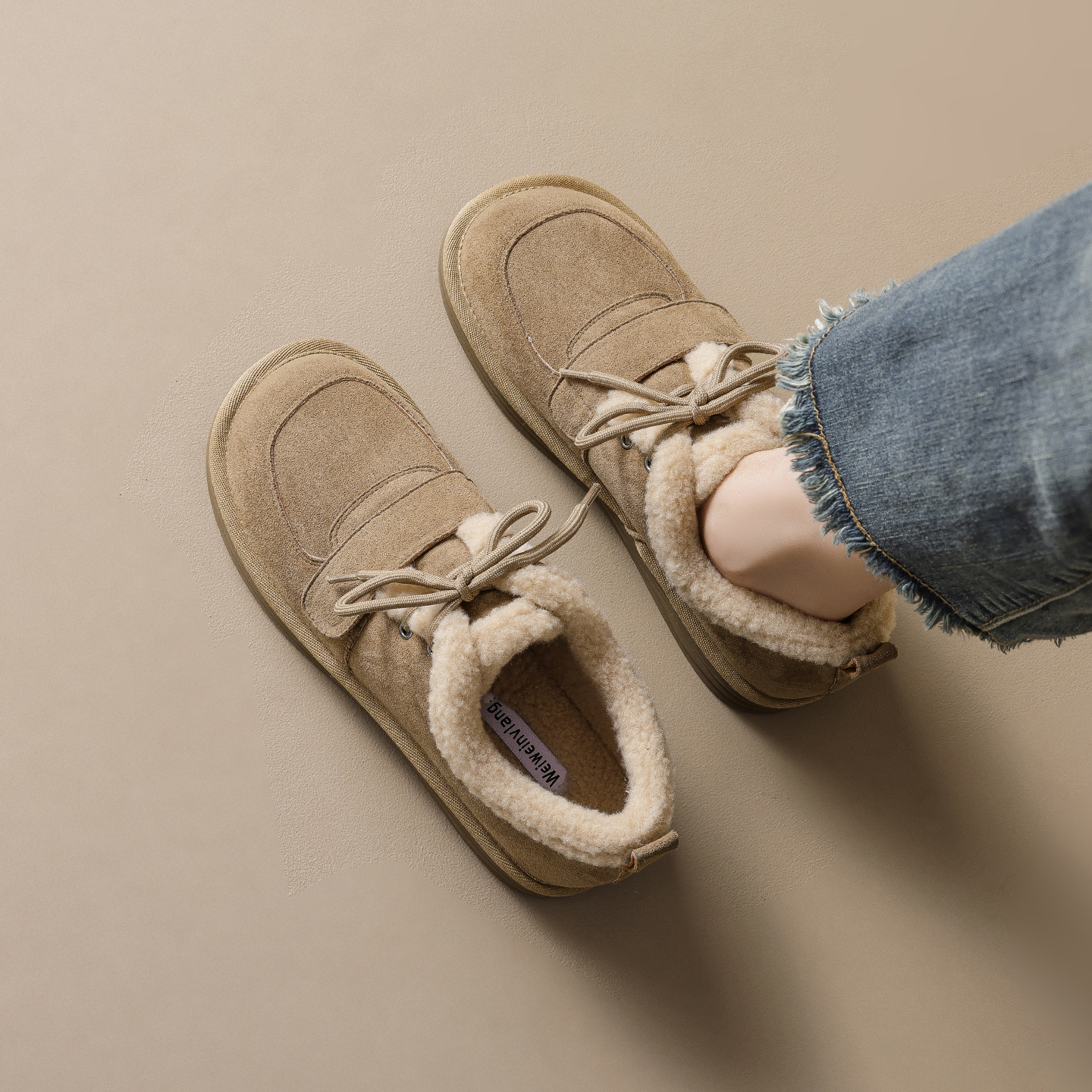 JHC-YW67 | Suede & Cork Winter Shearling Fur-Lined Chunky - Fujian Jinhongchang Sports Goods Co., Ltd.