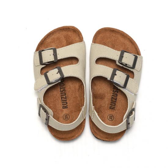 JHC-CCO039 | Children Leather Cork Slippers Boys Girls Flip Flops angle 4