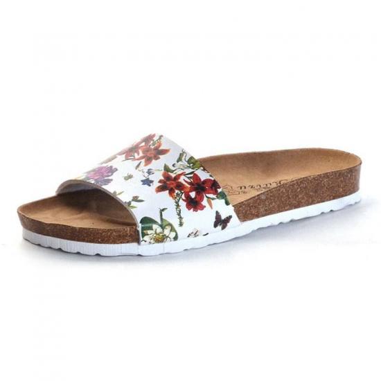 JHC-TX-137 | Ladies Slippers and Sandals Cork Flower Printing angle 3
