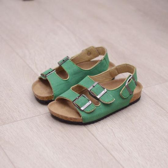 JHC-TX-175 | Summer Cork Slippers Children Leather Slides angle 3