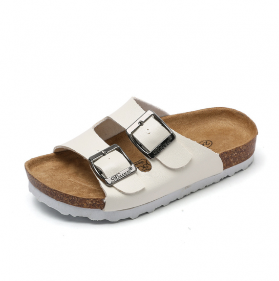 JHC-TX-91 | Kids Leather Slide Sandals Children Leather Cork angle 2