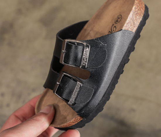 JHC-TX-91 | Kids Leather Slide Sandals Children Leather Cork angle 5