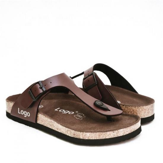 JHC-TX-m21 | cross Strap Open Toe Cork Slippers shoes beach angle 4