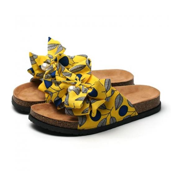 JHC-TX-M22 | Big Bowknot Cork Slippers Women Flat Summer Beach - Fujian Jinhongchang Sports Goods Co., Ltd.