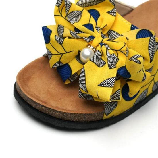 JHC-TX-M22 | Big Bowknot Cork Slippers Women Flat Summer Beach angle 3