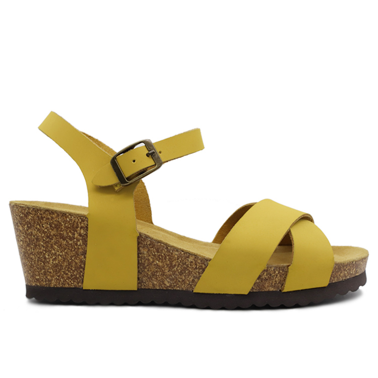JHC-FS204 | Genuine Leather Ladies Low Heel Cork San Cork angle 2