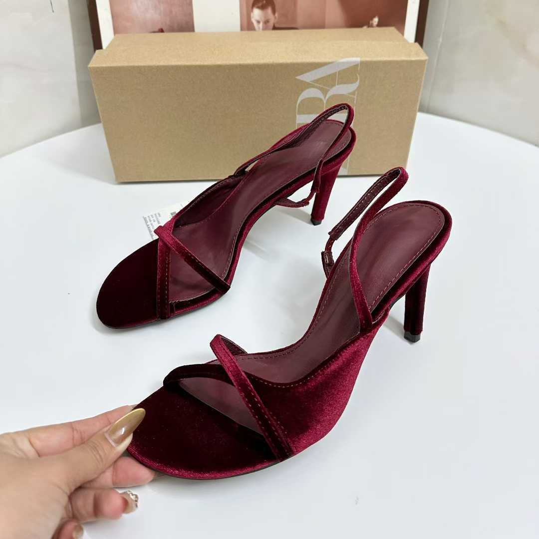 JHC-HB-129 | Slingback Round-Toe Stiletto Heel Dress Sandal angle 3