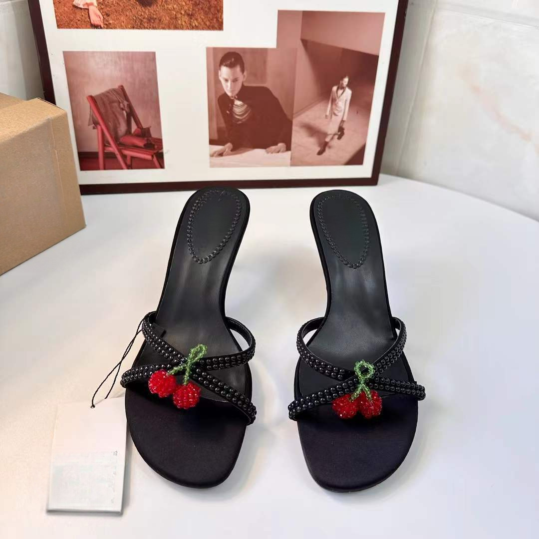 JHC-HB-098 | Rhinestone Embellished Open-Toe Stiletto Heel Heeled Slide - Fujian Jinhongchang Sports Goods Co., Ltd.