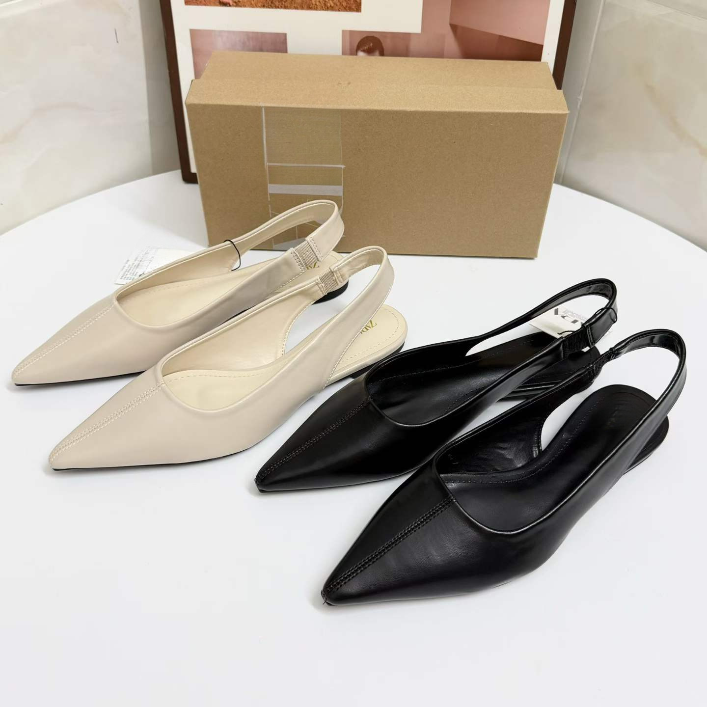 JHC-HB-077 | Minimalist Strap Pointed-Toe Flat Dress Pump angle 2