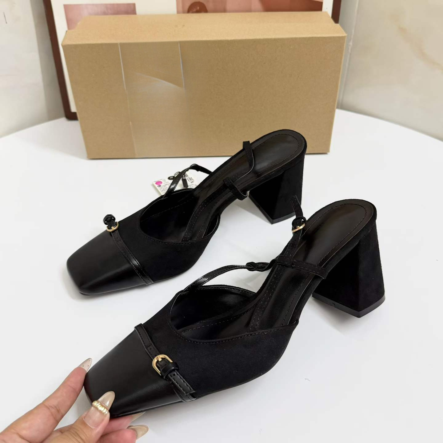 JHC-HB-179 | Square-Toe Block Heel Dress Sandal angle 2