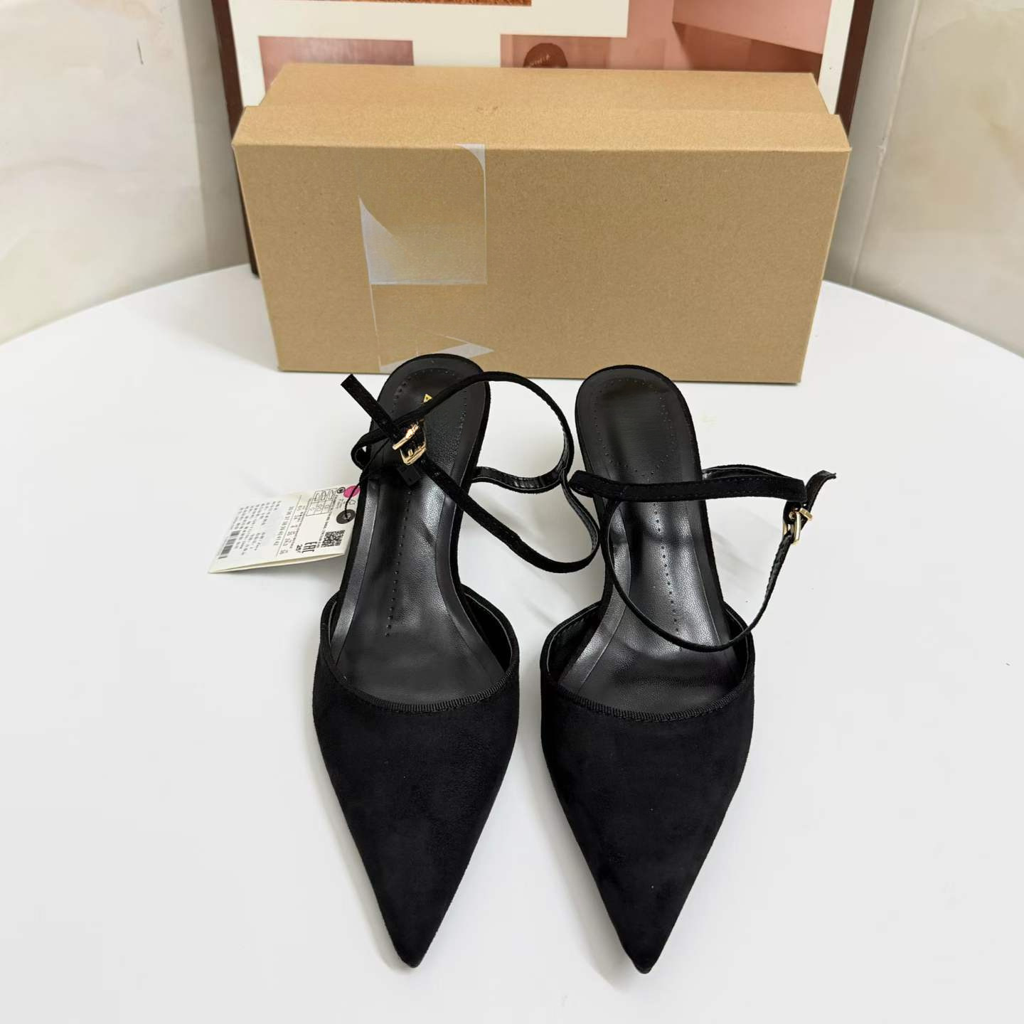 JHC-HB-296 | Minimalist Strap Pointed-Toe Kitten Heel Mule Slide angle 2