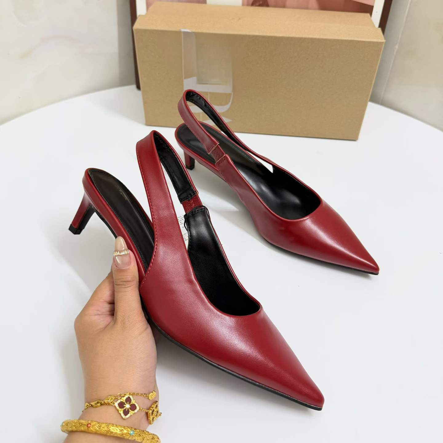 JHC-HB-101 | Slingback Pointed-Toe Stiletto Heel Mule Slide angle 3