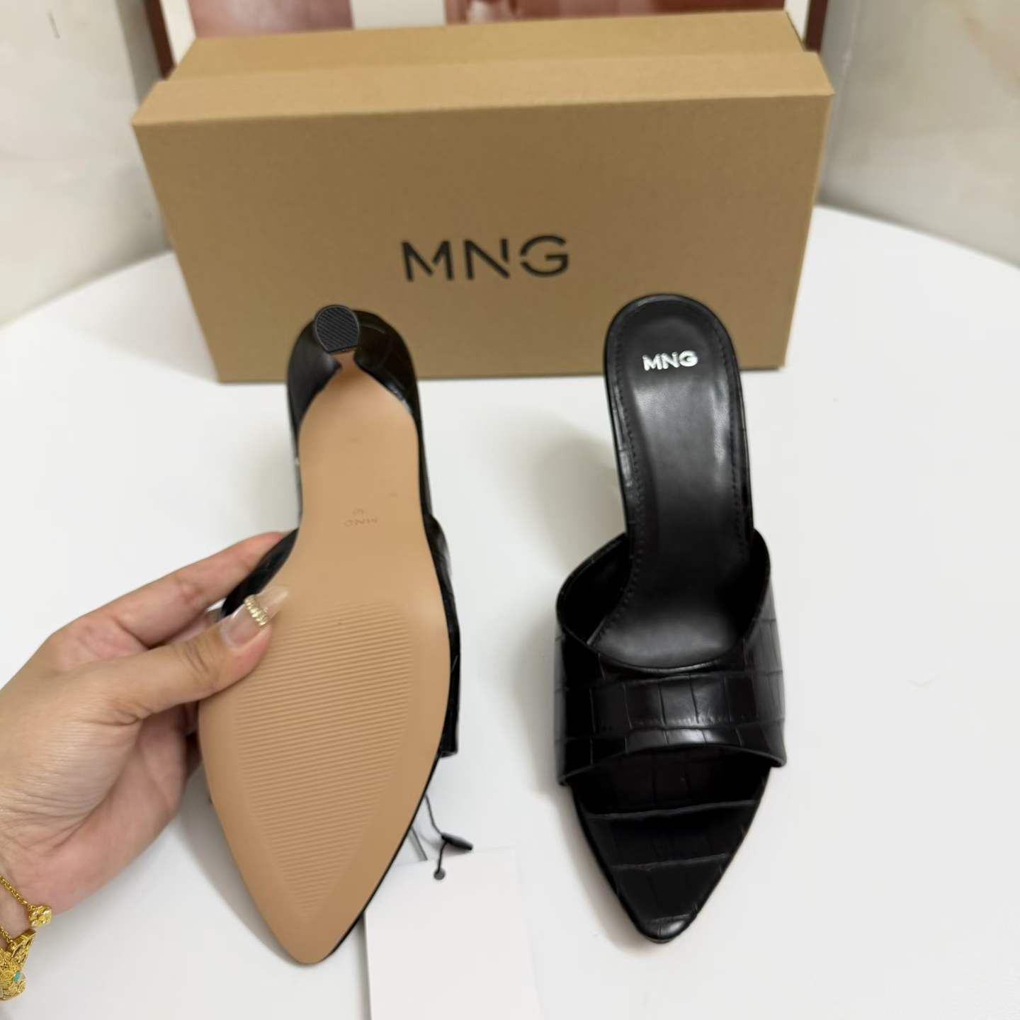 JHC-HB-091 | Pointed-Toe Stiletto Heel Heeled Slide angle 3