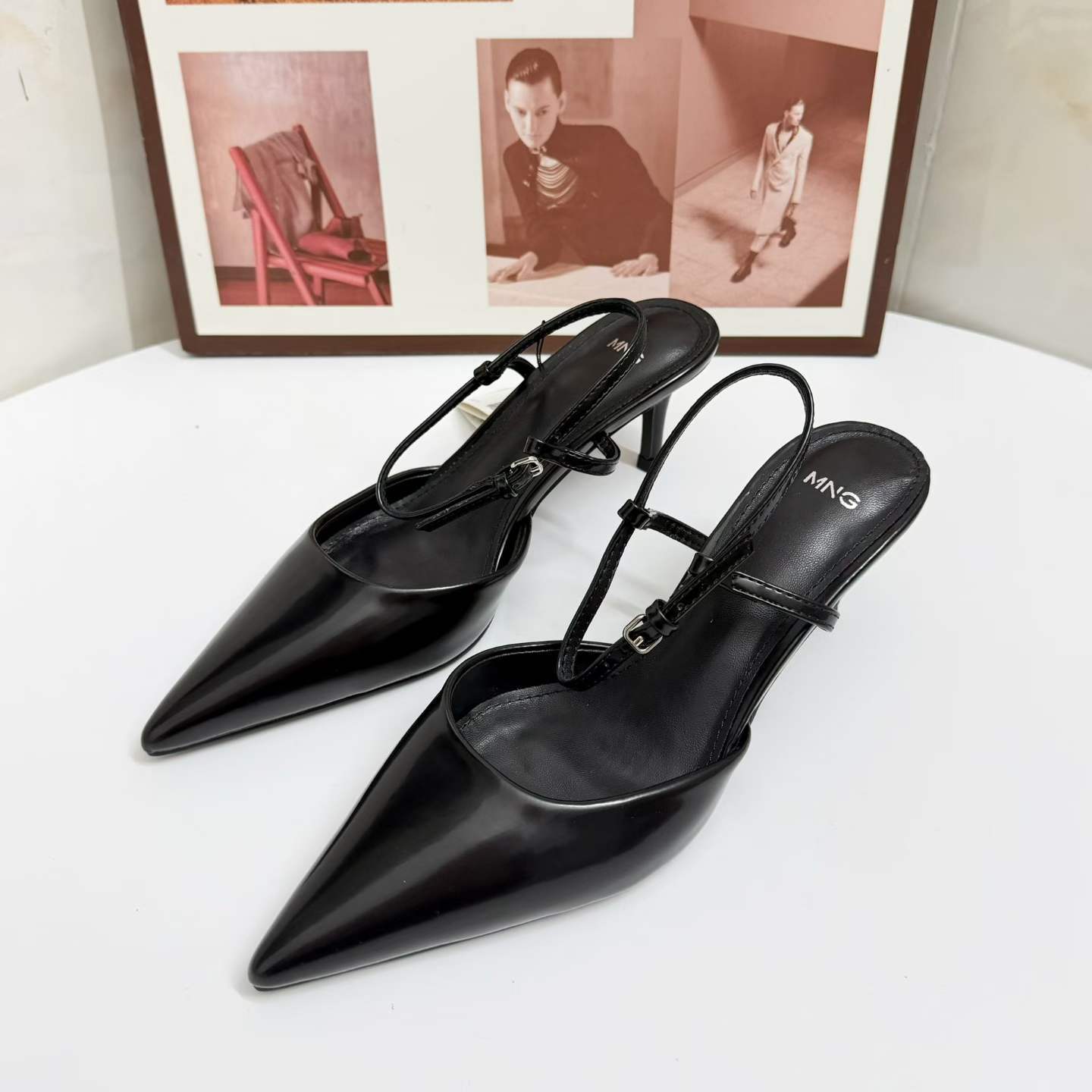 JHC-HB-248 | Patent Gloss Pointed-Toe Stiletto Heel Mule Slide angle 3