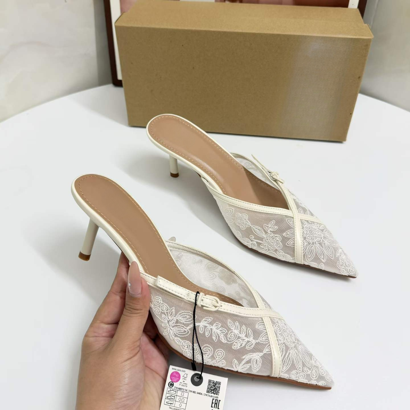 JHC-HB-213 | Breathable Mesh Minimalist Strap Pointed-Toe High-Heel Dress Sandal angle 3