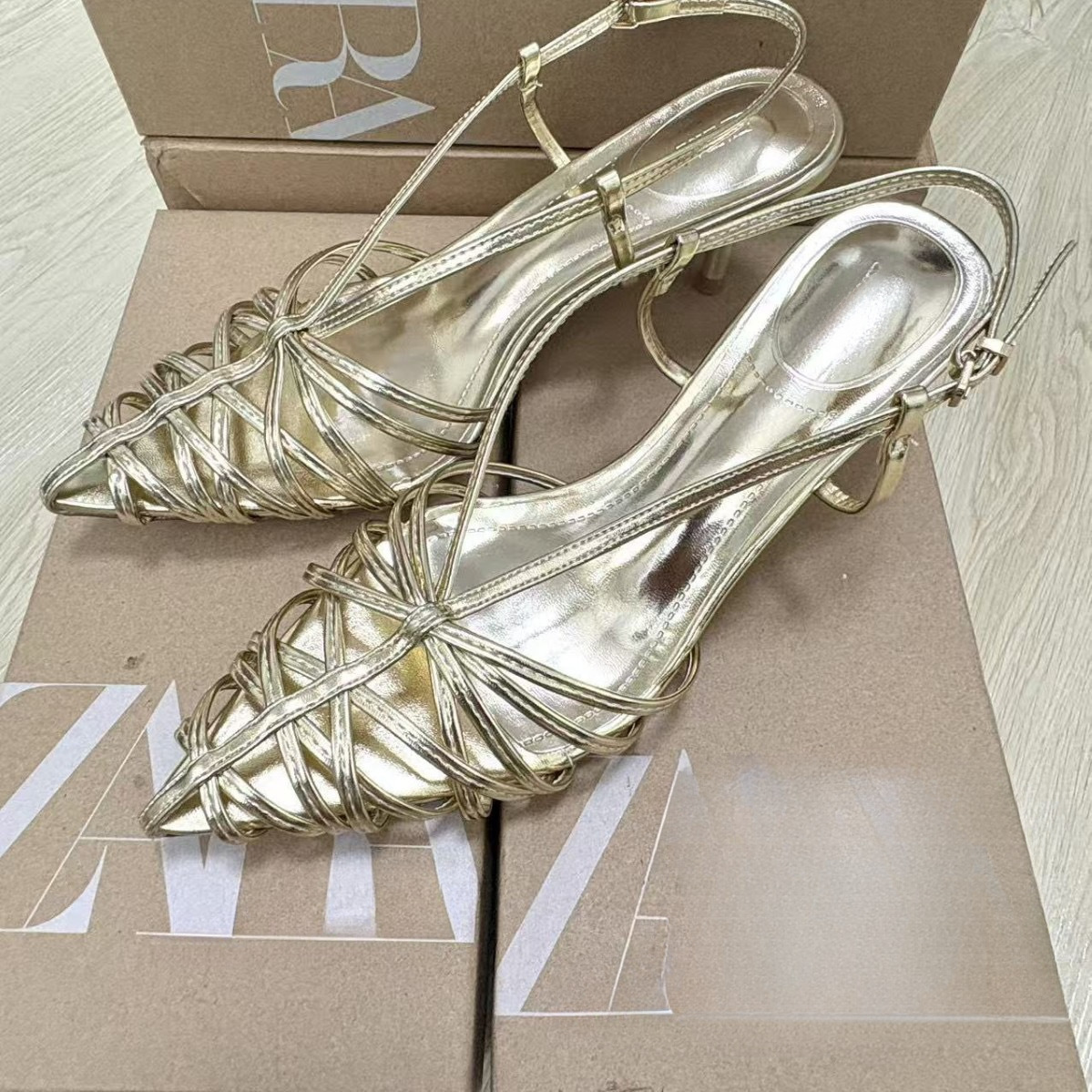 JHC-HB-141 | Metal Buckle Open-Toe Dress Sandal angle 2
