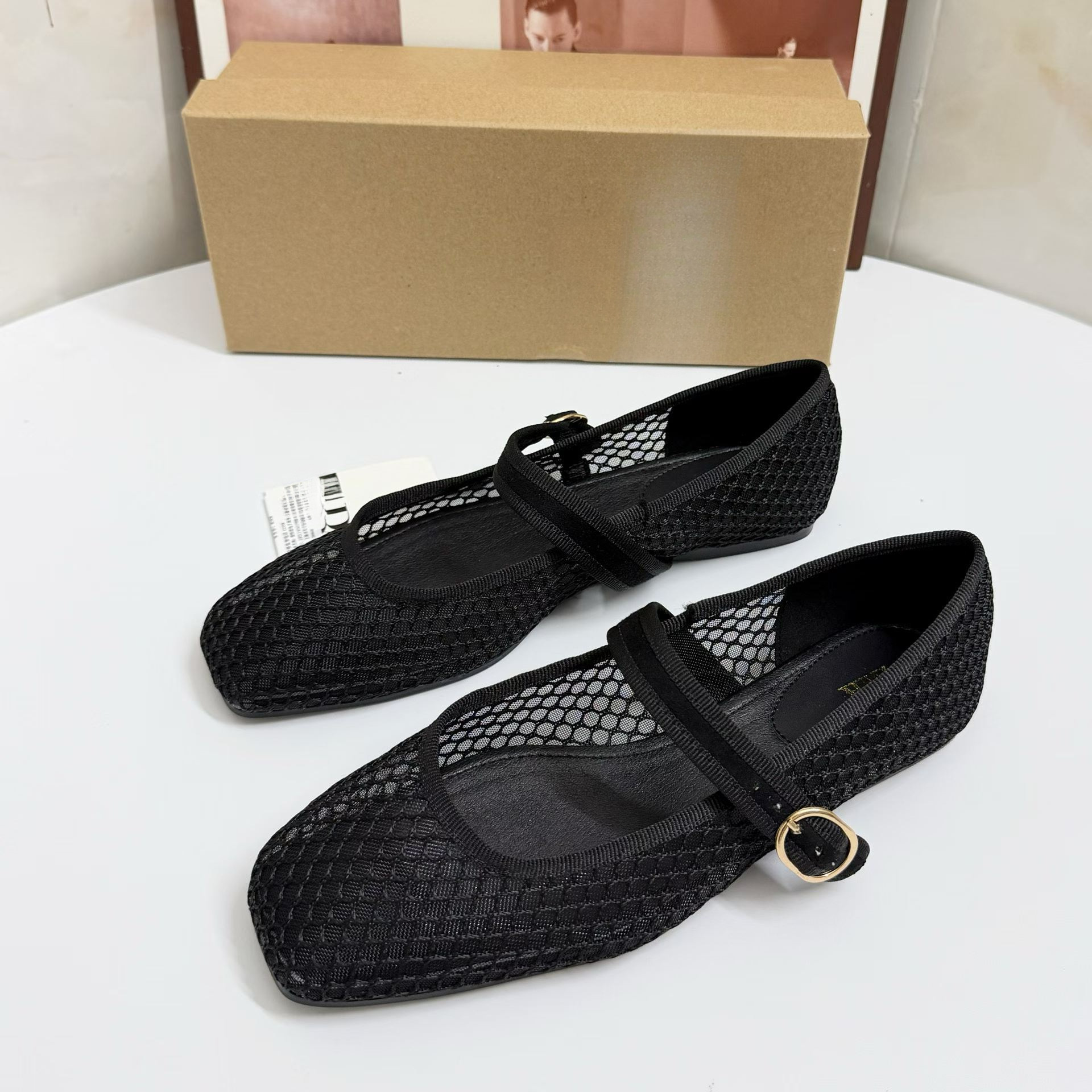 JHC-HB-106 | Metal Buckle Round-Toe Flat Mule Slide angle 2