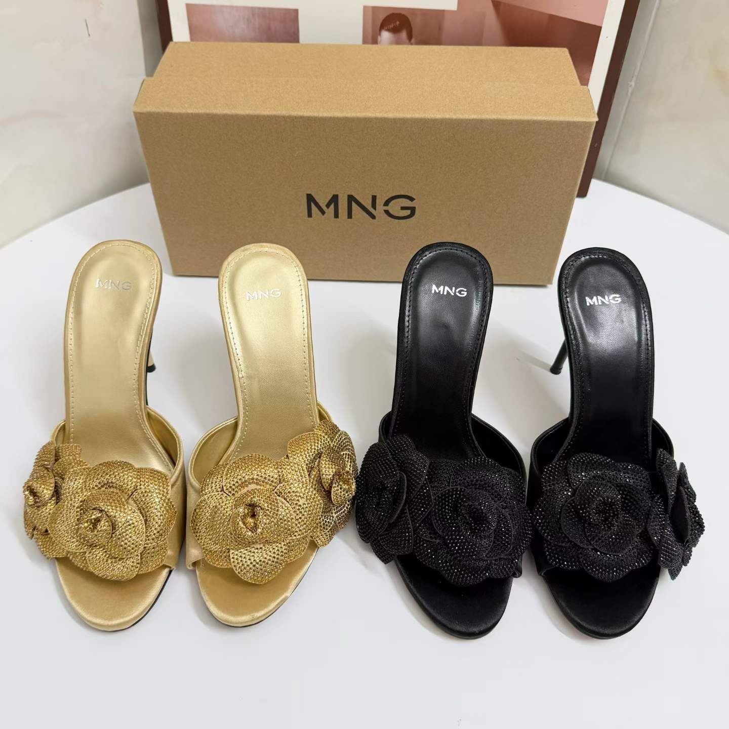 JHC-HB-212 | Rhinestone Embellished Slingback Stiletto Heel Heeled Slide - Fujian Jinhongchang Sports Goods Co., Ltd.