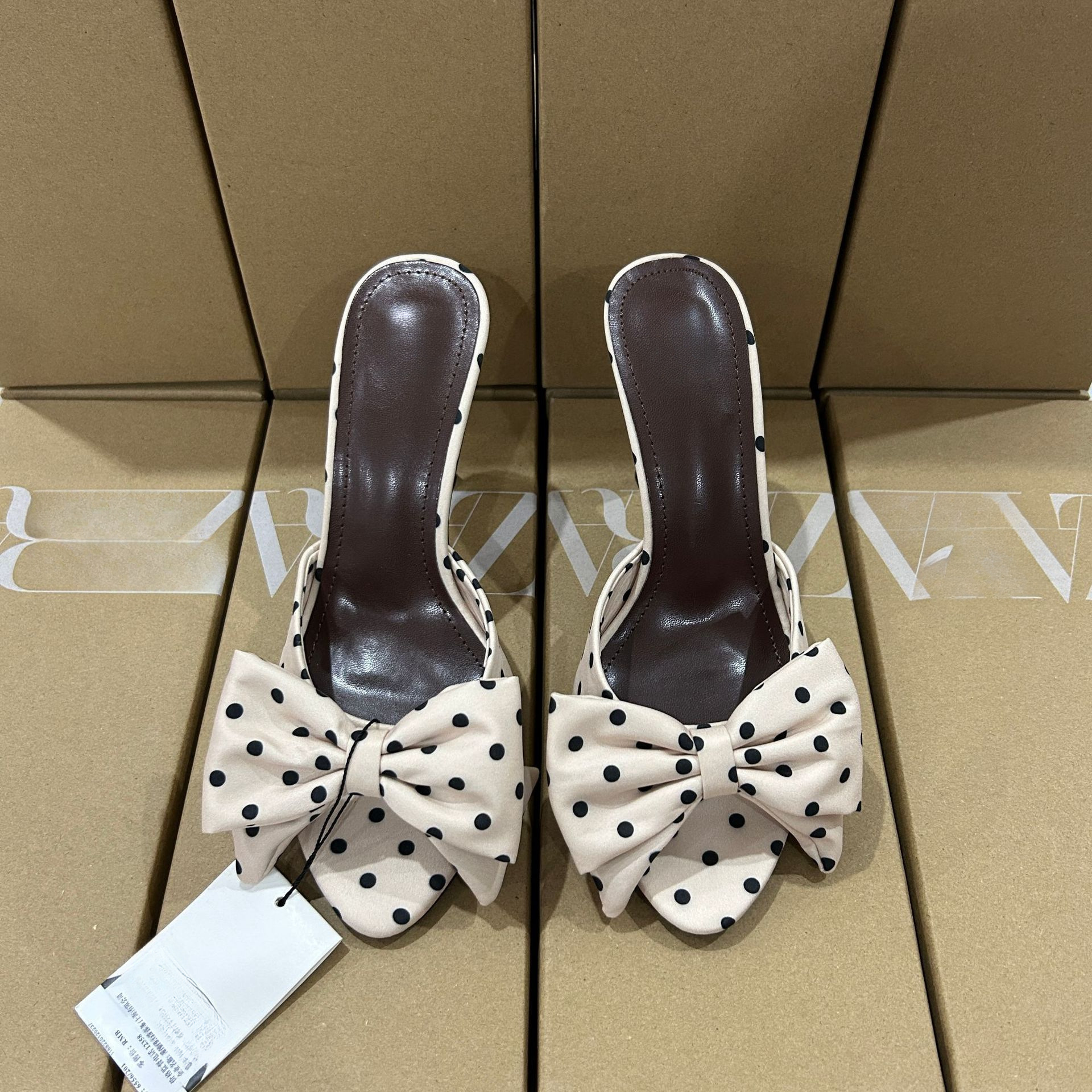 JHC-HB-131 | Bow Detail Silky Satin High-Heel Heeled Slide angle 2