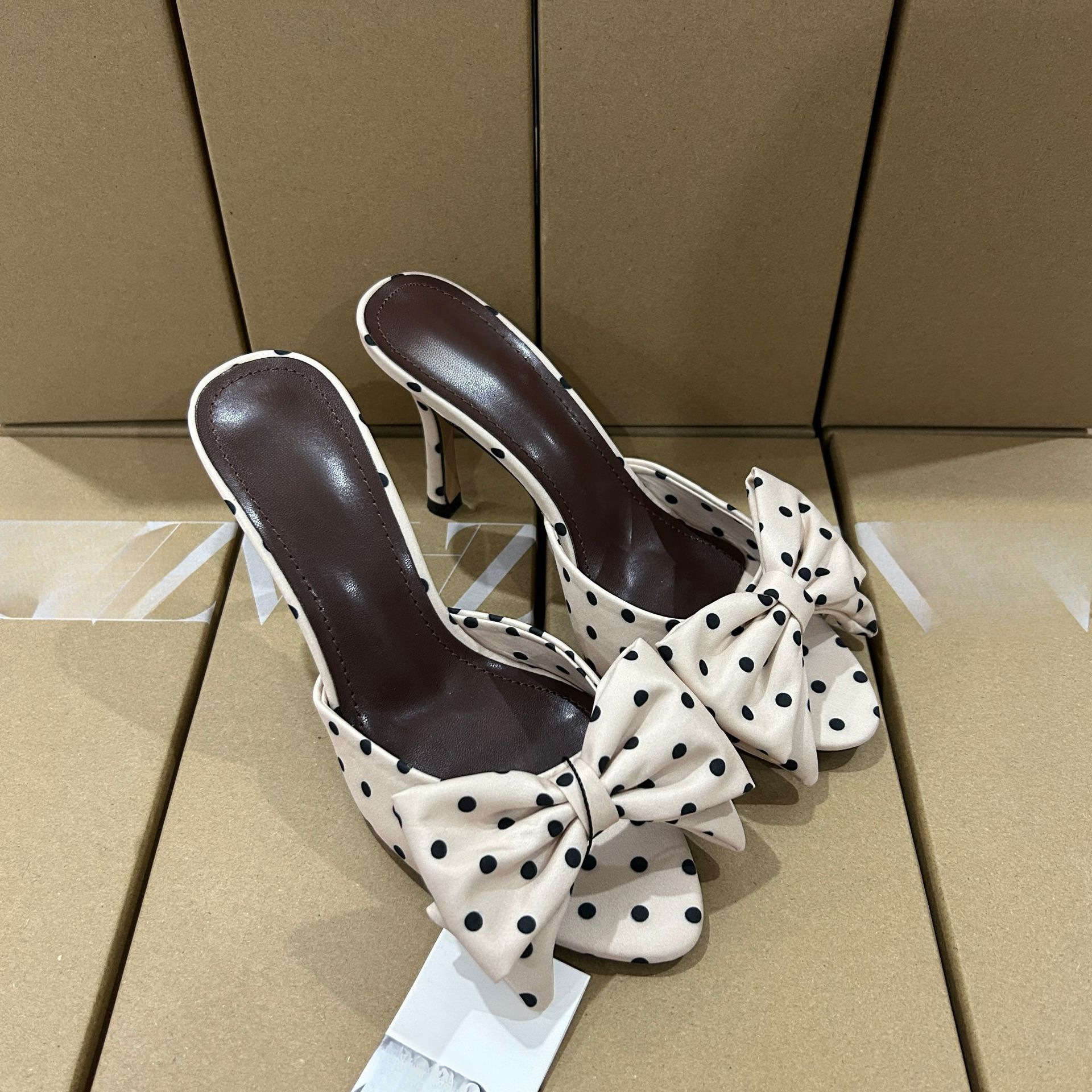 JHC-HB-131 | Bow Detail Silky Satin High-Heel Heeled Slide angle 3