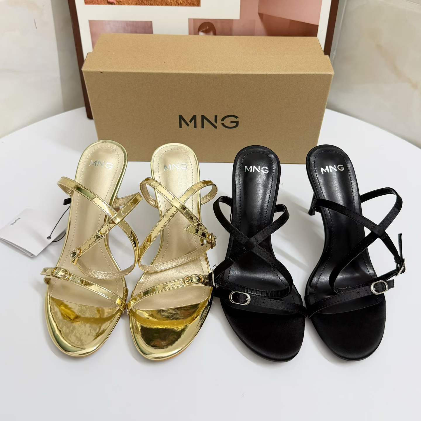 JHC-HB-160 | Metal Buckle Metallic Gold Open-Toe Stiletto Heel Gladiator Sandal - Fujian Jinhongchang Sports Goods Co., Ltd.