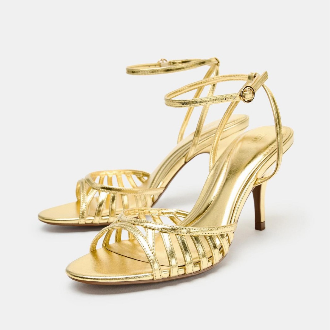 JHC-HB-060 | Minimalist Strap Metallic Gold High-Heel Dress Sandal - Fujian Jinhongchang Sports Goods Co., Ltd.