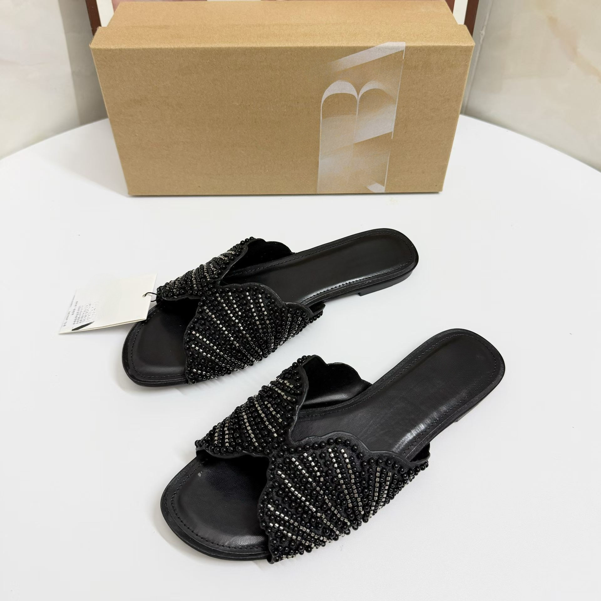 JHC-HB-159 | Rhinestone Embellished Round-Toe Flat Casual Summer Sandal angle 2