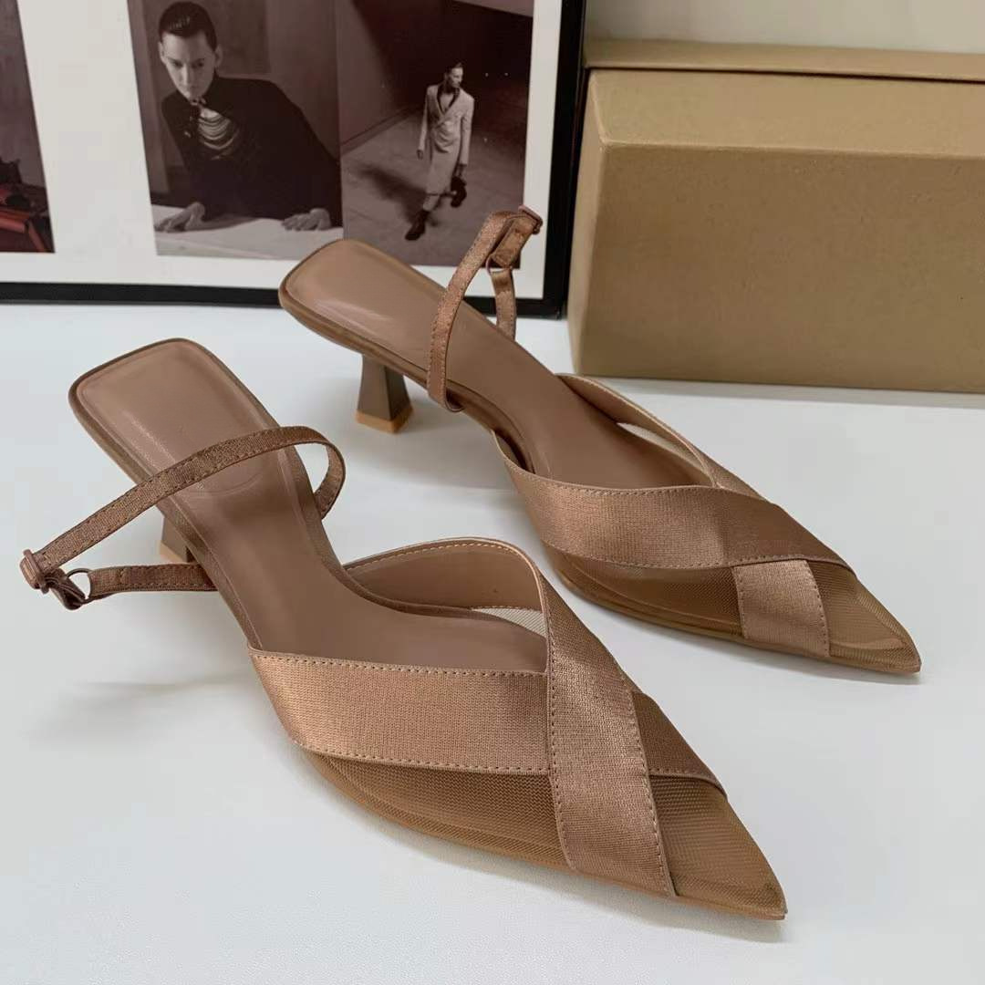 JHC-HB-110 | Breathable Mesh Minimalist Strap Pointed-Toe Stiletto Heel Mule Slide angle 2