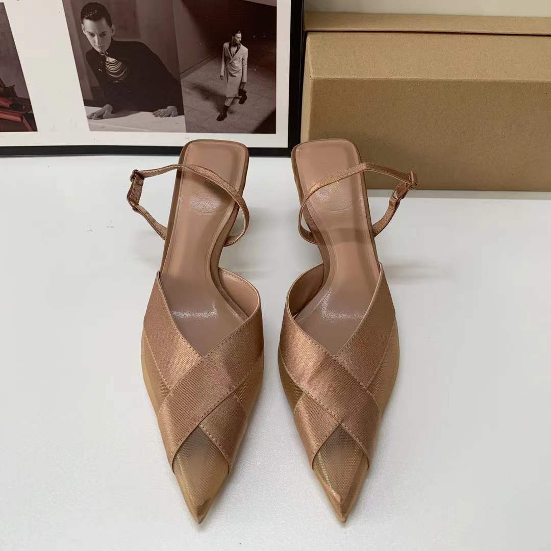 JHC-HB-110 | Breathable Mesh Minimalist Strap Pointed-Toe Stiletto Heel Mule Slide angle 3