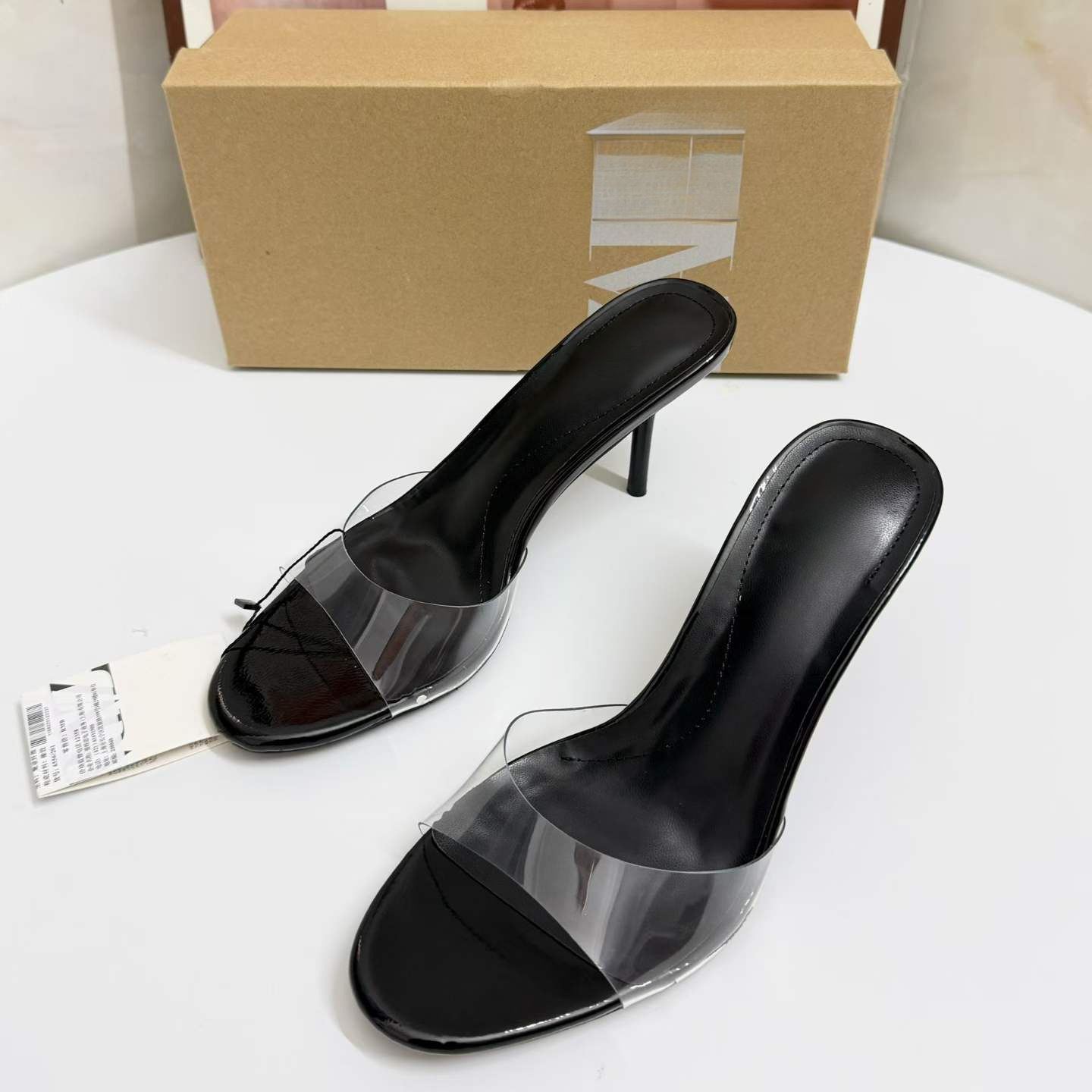 JHC-HB-207 | Minimalist Strap Slingback Round-Toe Stiletto Heel Heeled Slide angle 2
