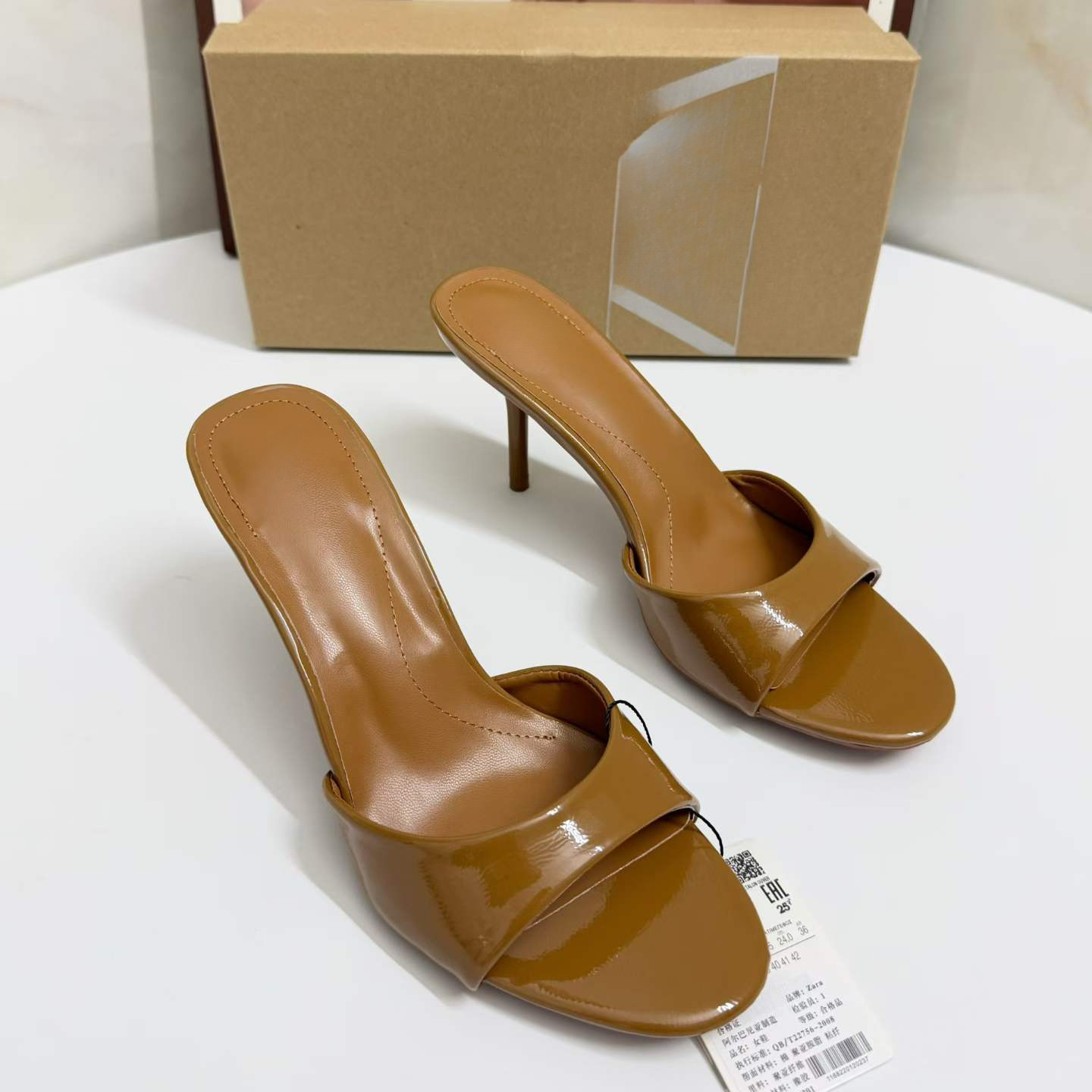 JHC-HB-207 | Minimalist Strap Slingback Round-Toe Stiletto Heel Heeled Slide angle 3