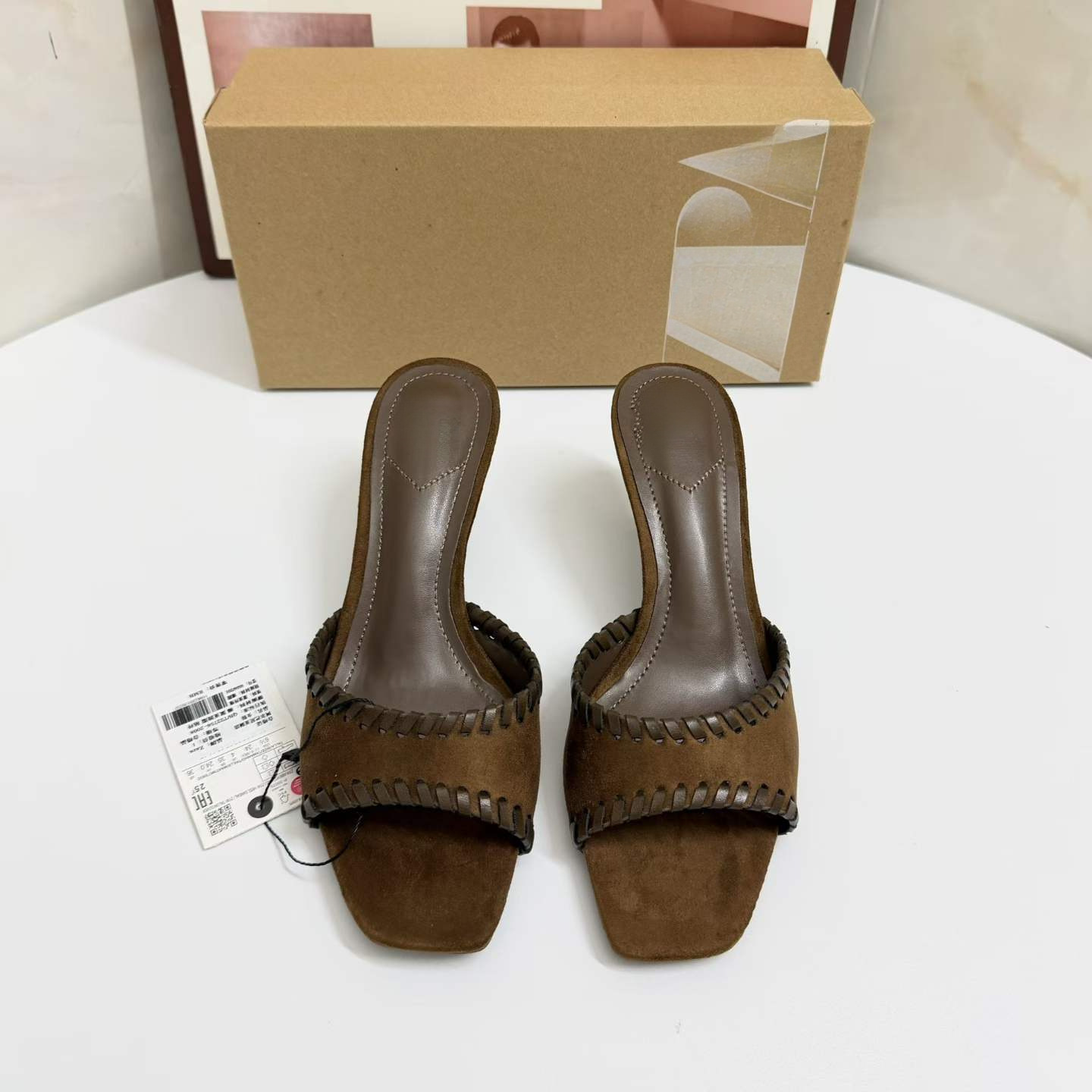 JHC-HB-157 | Square-Toe High-Heel Mule Slide angle 2