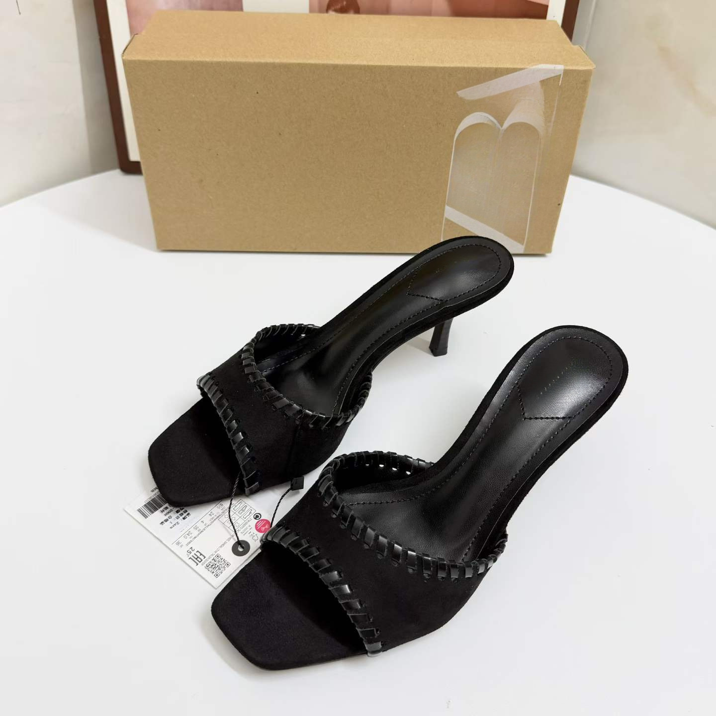 JHC-HB-157 | Square-Toe High-Heel Mule Slide angle 3