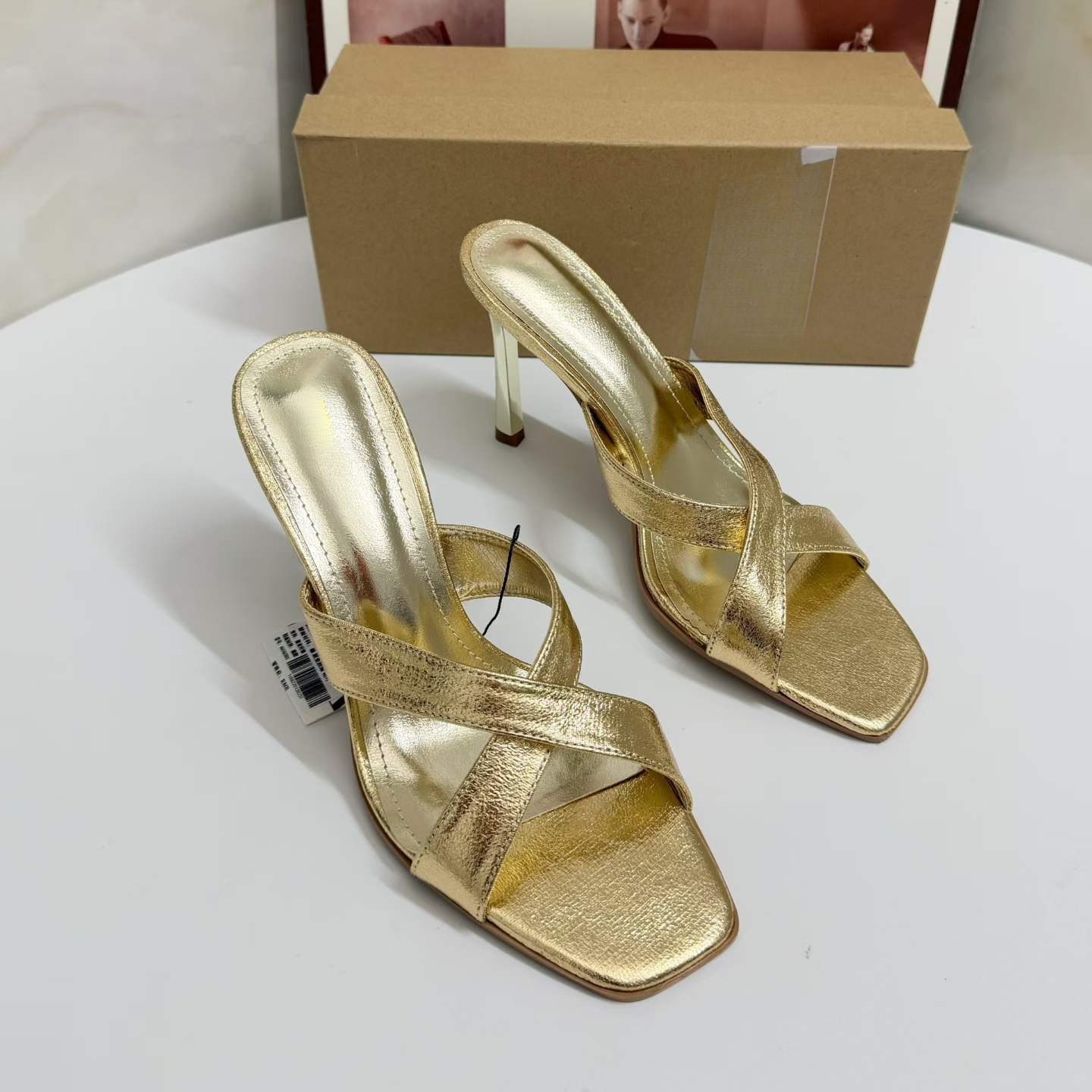 JHC-HB-156 | Crisscross Straps Open-Toe Stiletto Heel Heeled Slide - Fujian Jinhongchang Sports Goods Co., Ltd.