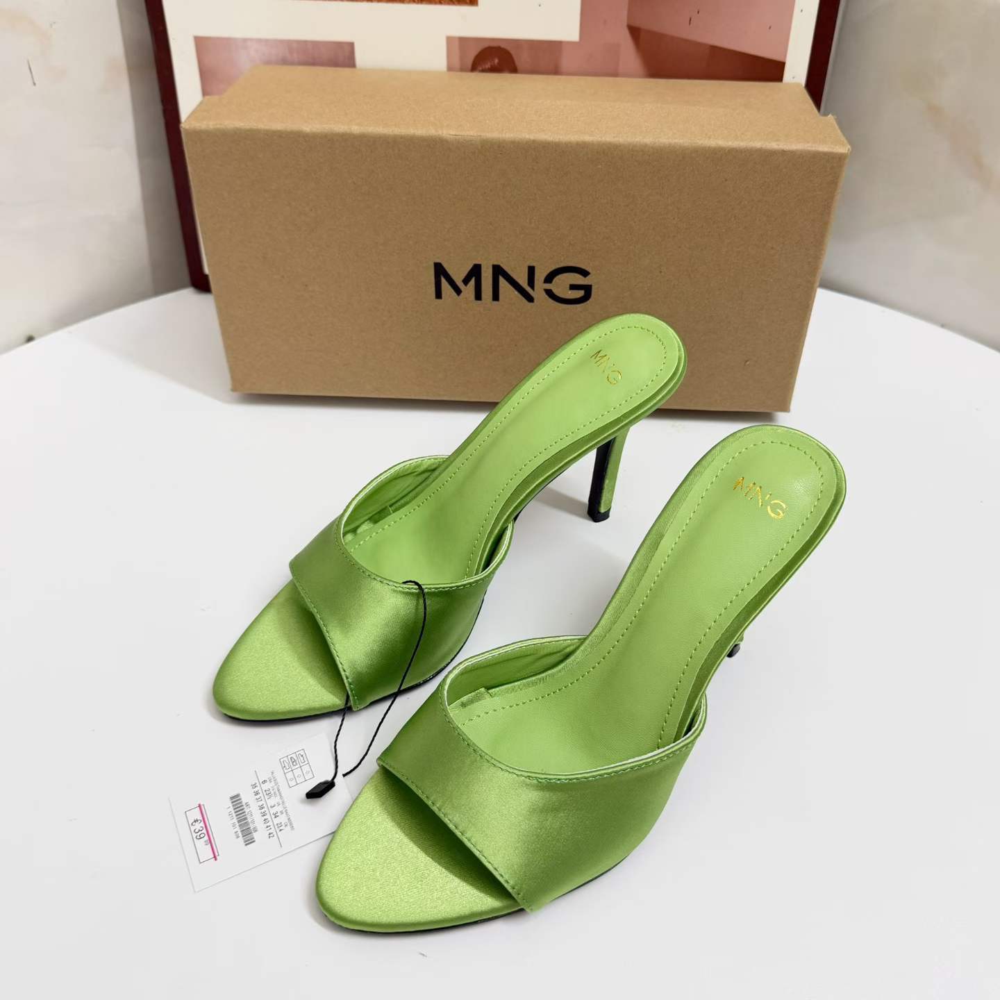 JHC-HB-073 | Silky Satin Open-Toe Stiletto Heel Heeled Slide angle 2