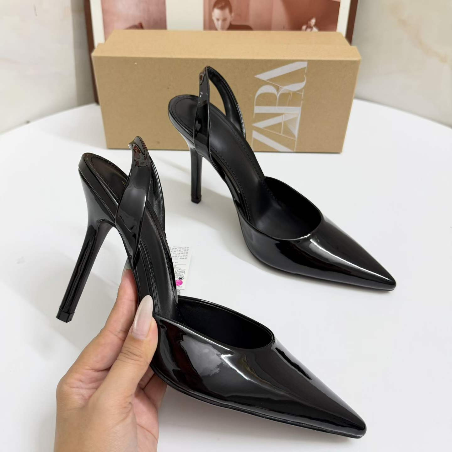 JHC-HB-188 | Patent Gloss Pointed-Toe Stiletto Heel Dress Pump angle 3