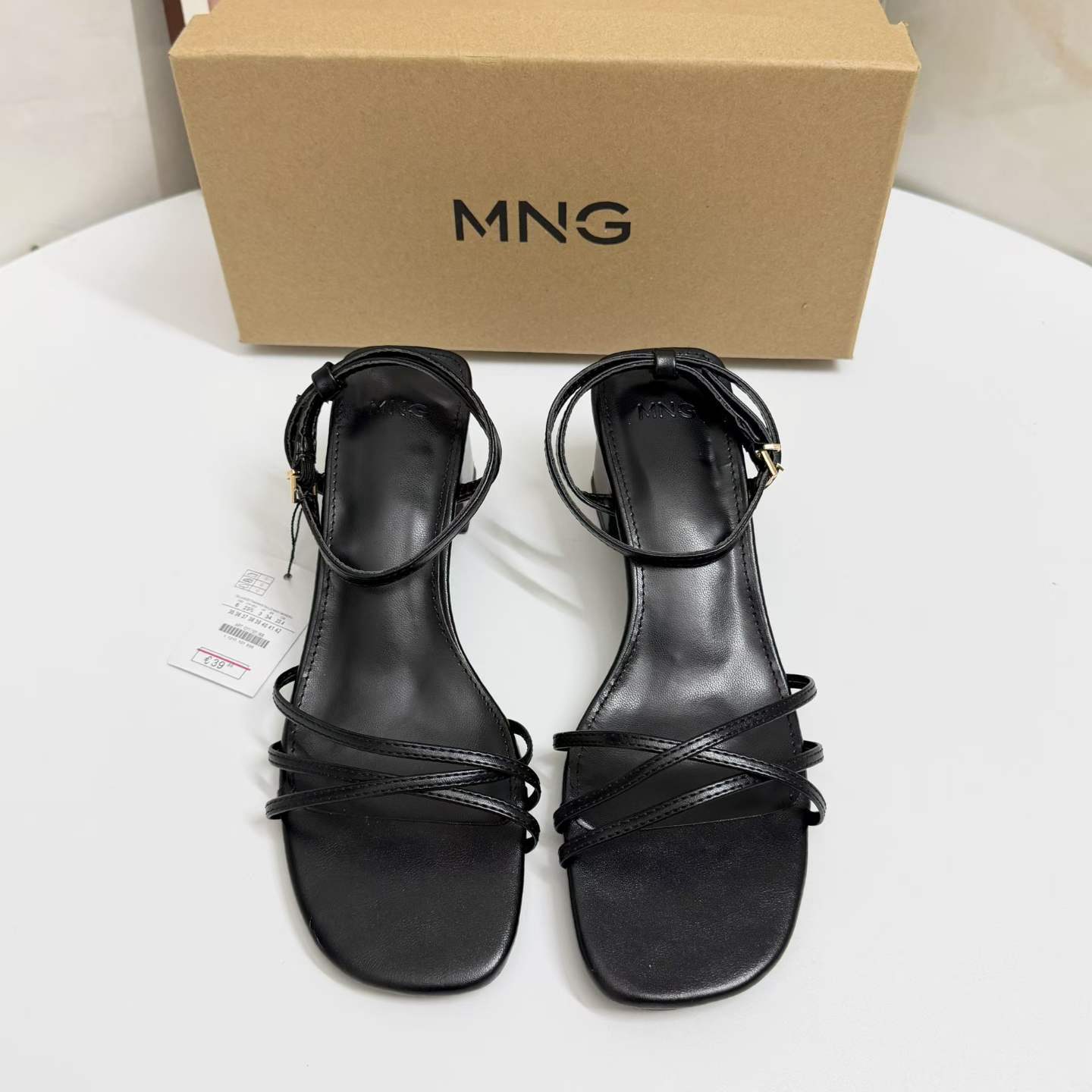 JHC-HB-177 | Metal Buckle Crisscross Straps Square-Toe Block Heel Dress Sandal - Fujian Jinhongchang Sports Goods Co., Ltd.
