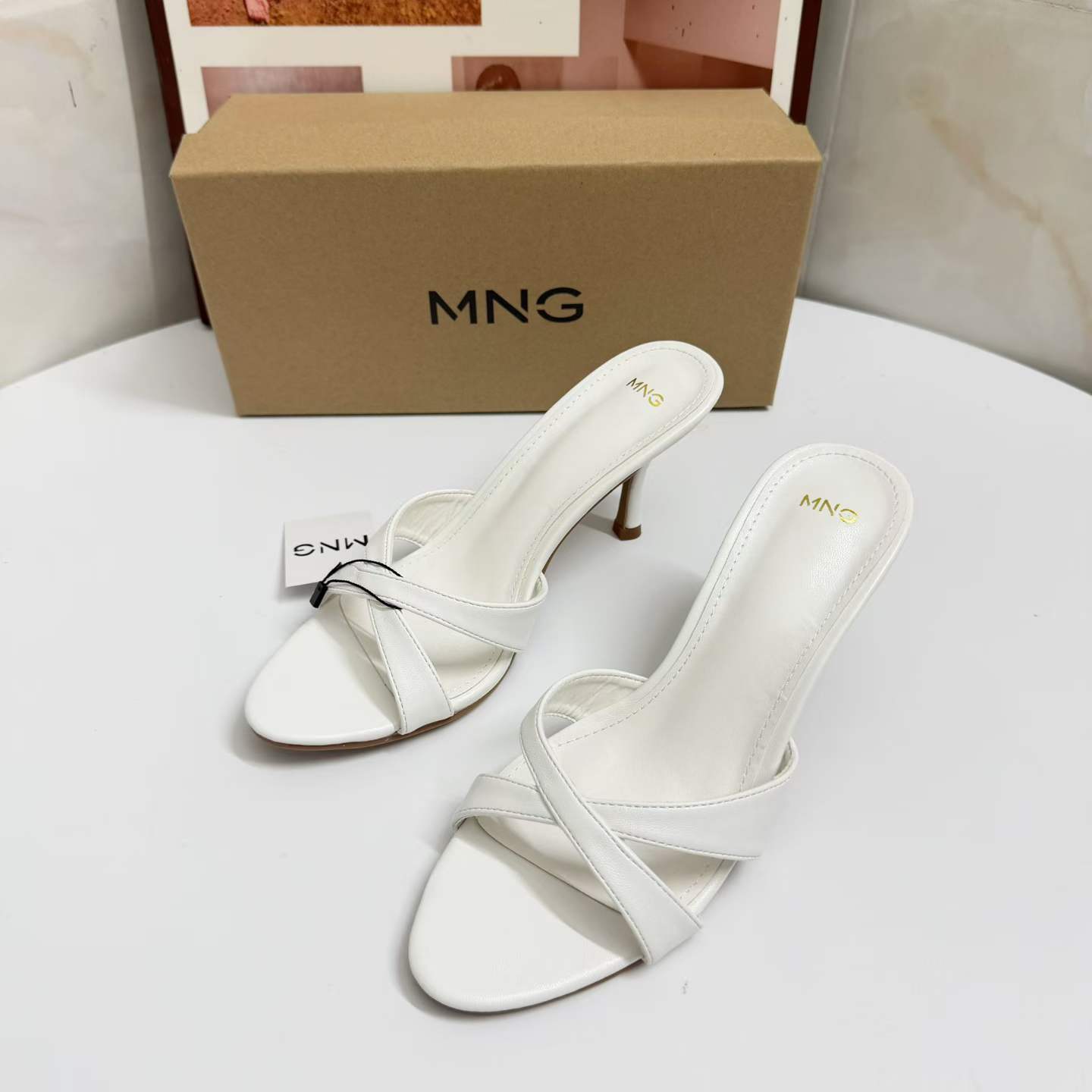 JHC-HB-031 | Silky Satin Crisscross Straps Open-Toe Stiletto Heel Heeled Slide angle 2