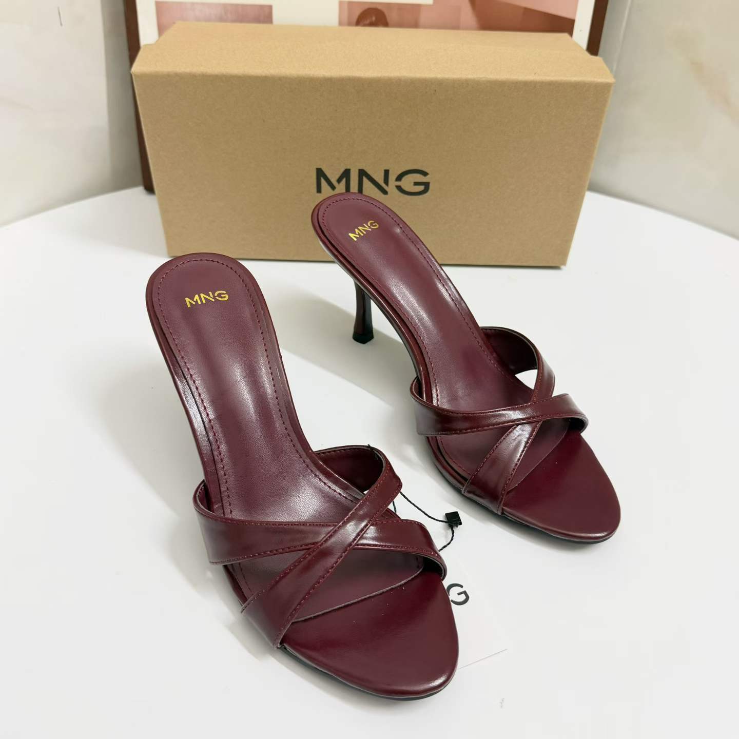 JHC-HB-031 | Silky Satin Crisscross Straps Open-Toe Stiletto Heel Heeled Slide angle 3