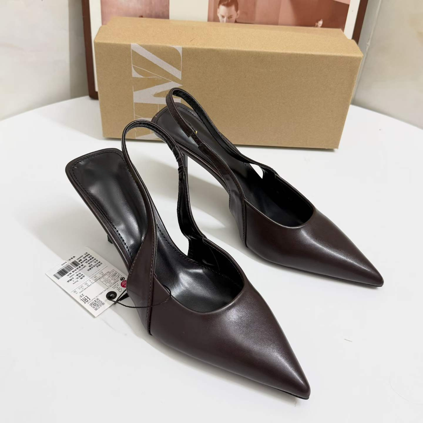 JHC-HB-108 | Slingback Pointed-Toe Stiletto Heel Mule Slide angle 2