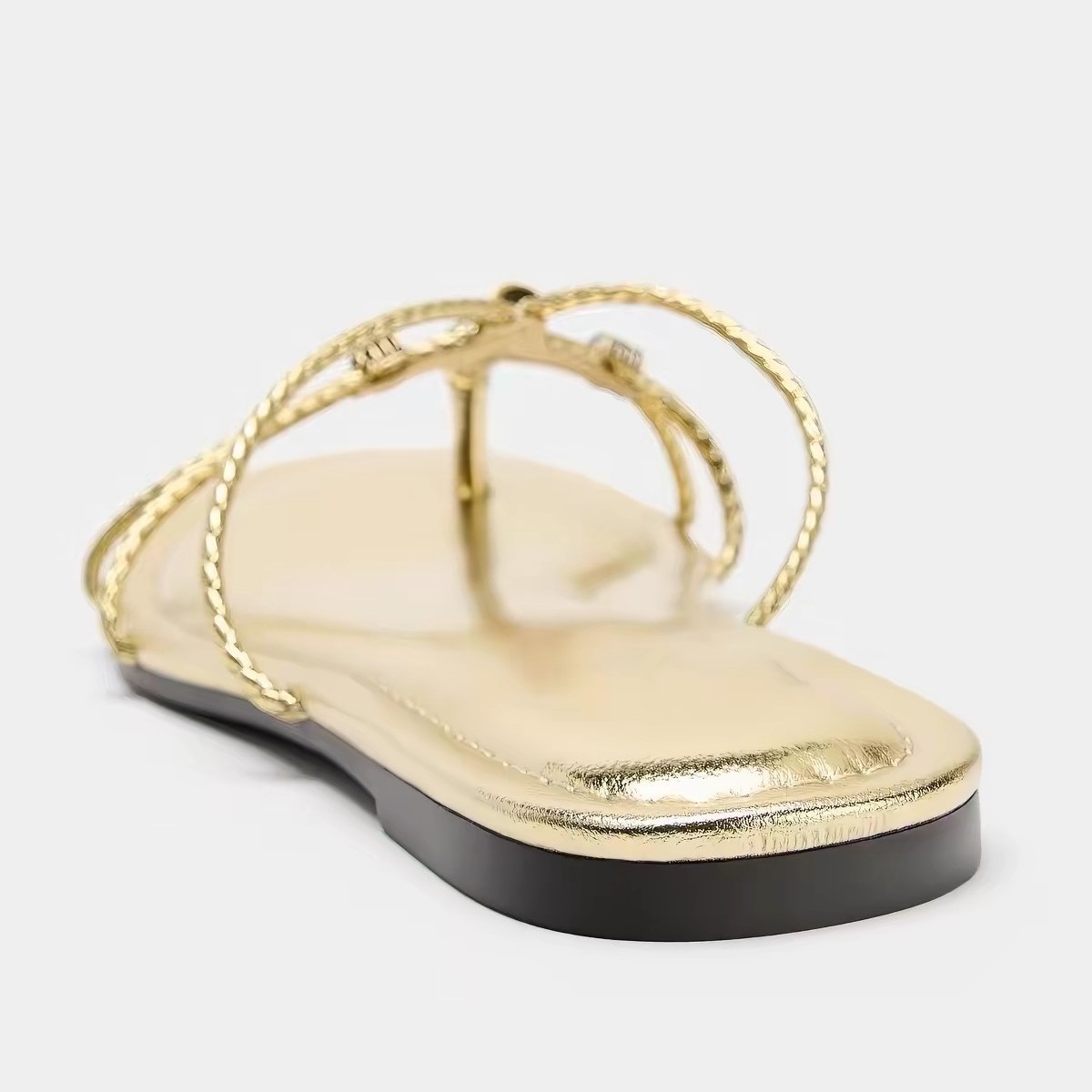 JHC-HB-202 | Metallic Gold Open-Toe Flat Thong Flip-Flop angle 3