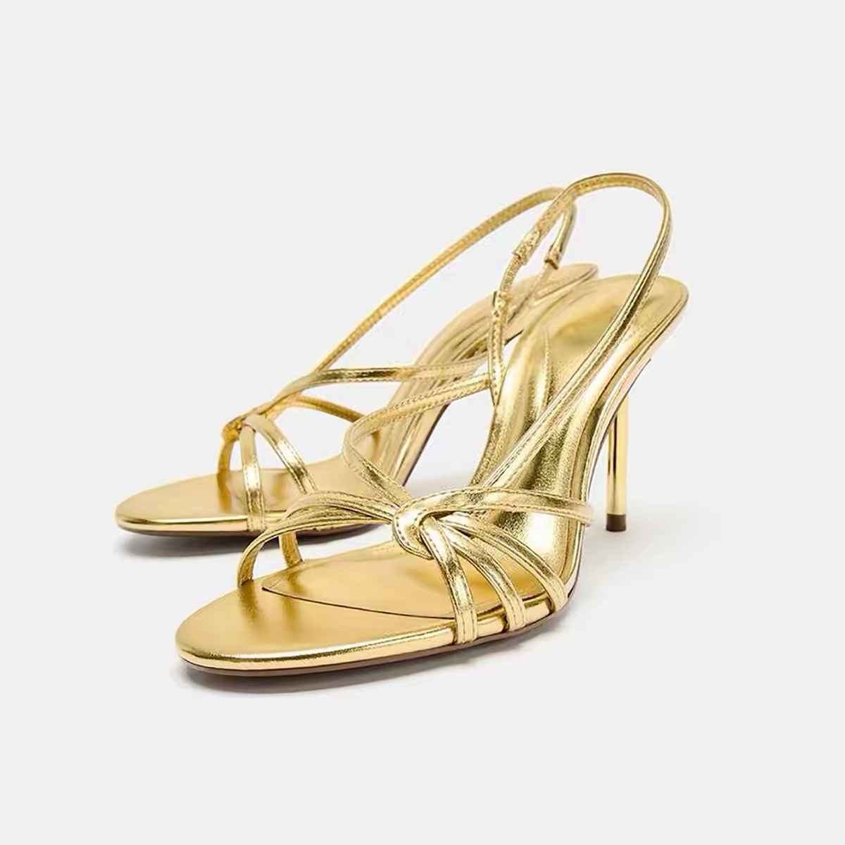 JHC-HB-013 | Slingback Metallic Gold Stiletto Heel Dress Sandal - Fujian Jinhongchang Sports Goods Co., Ltd.