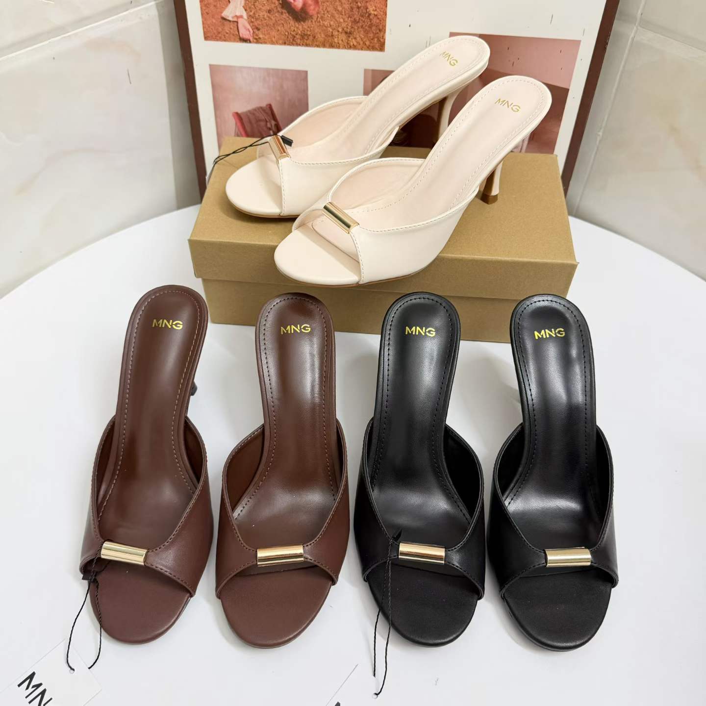 JHC-HB-025 | Metal Buckle Open-Toe Stiletto Heel Heeled Slide - Fujian Jinhongchang Sports Goods Co., Ltd.