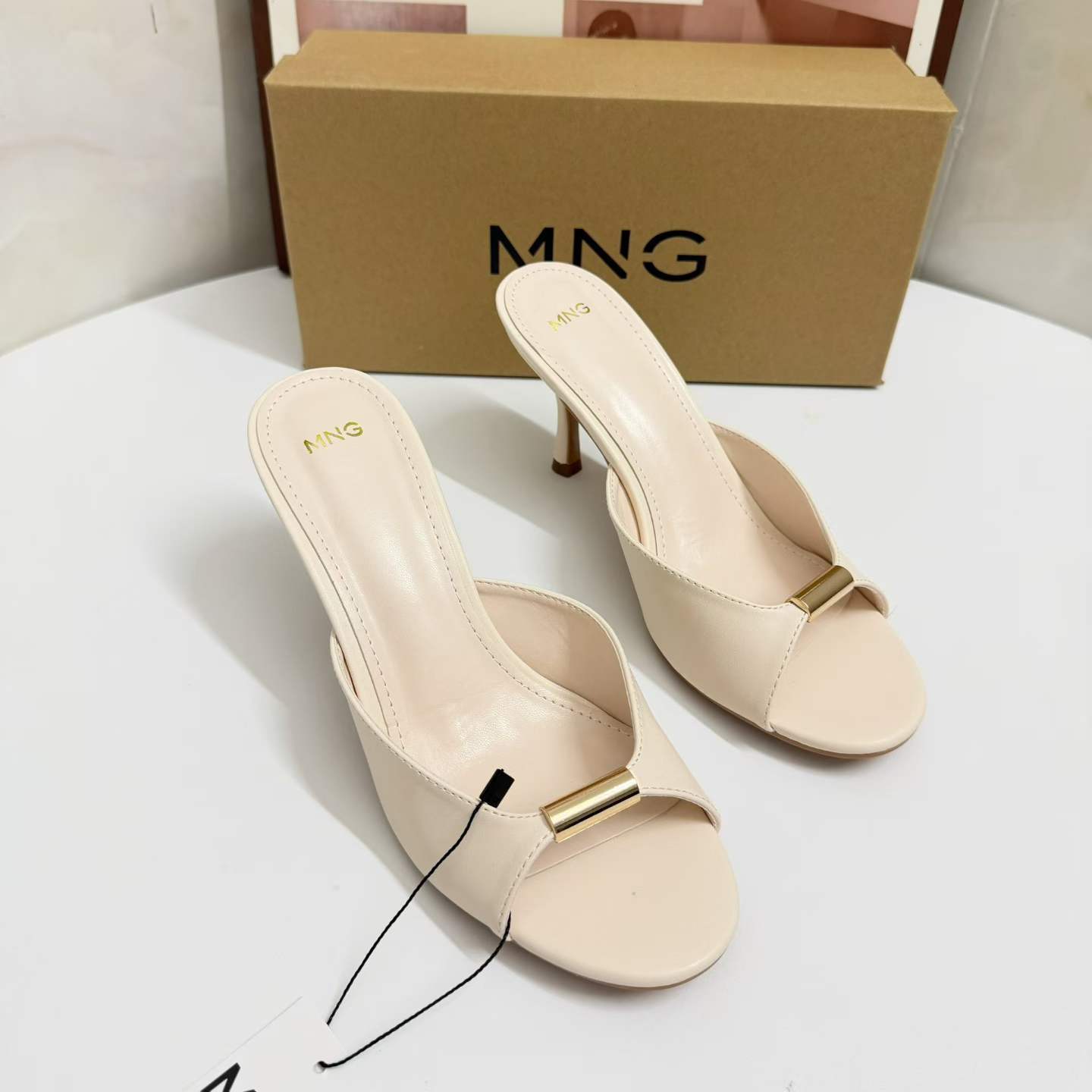JHC-HB-025 | Metal Buckle Open-Toe Stiletto Heel Heeled Slide angle 2
