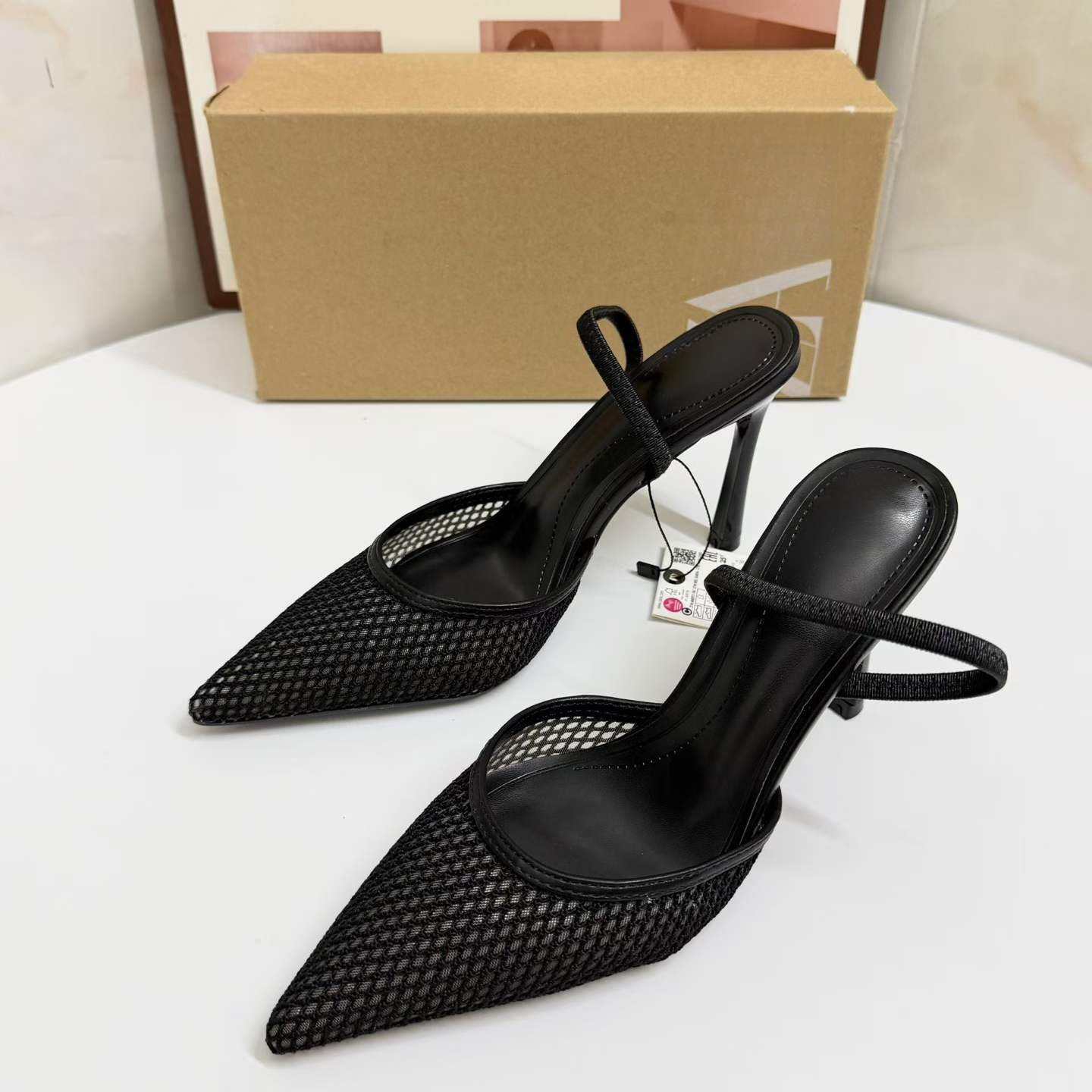 JHC-HB-282 | Woven Cutout Pointed-Toe Stiletto Heel Dress Sandal angle 3