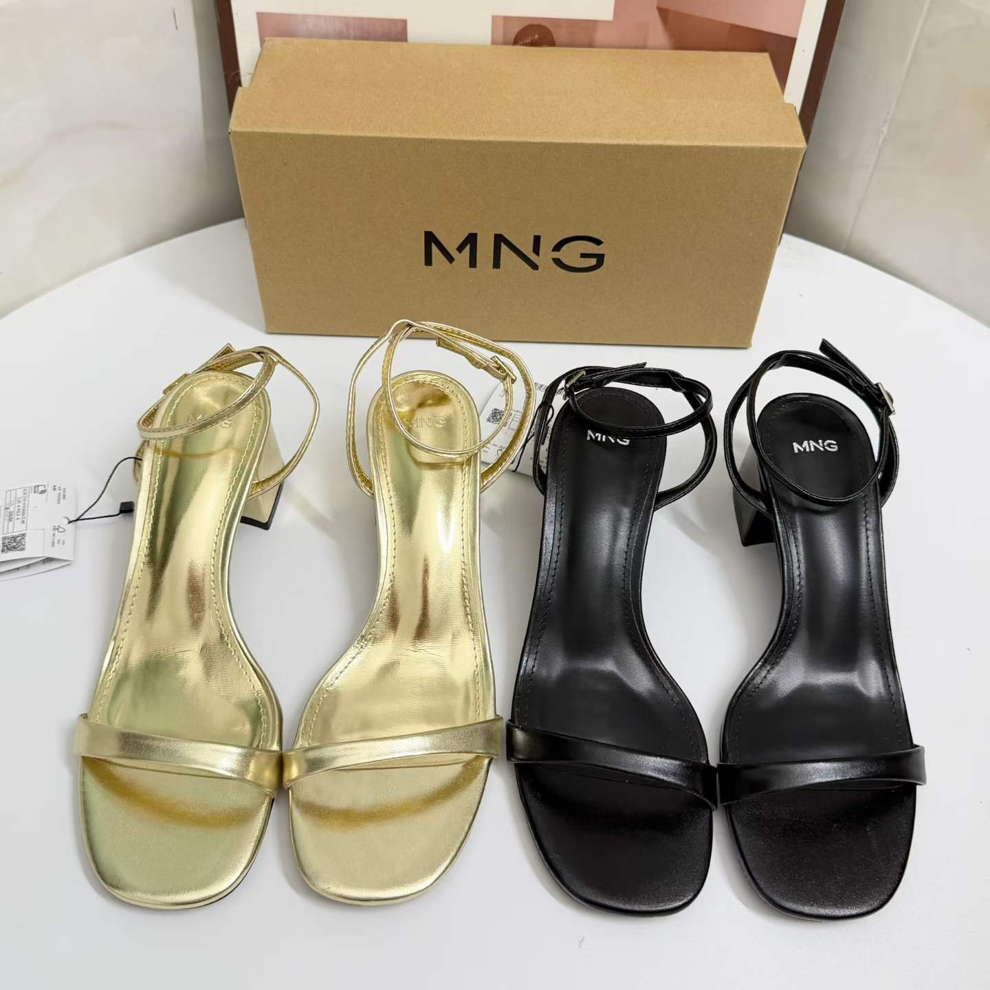 JHC-HB-184 | Metal Buckle Square-Toe Block Heel Dress Sandal - Fujian Jinhongchang Sports Goods Co., Ltd.